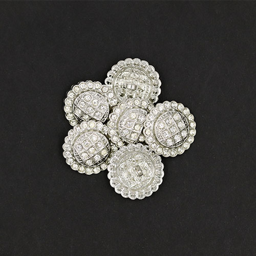 19900 Sullivans 17mm Round Diamonte Shank Button - Silver - 7 In A Tube