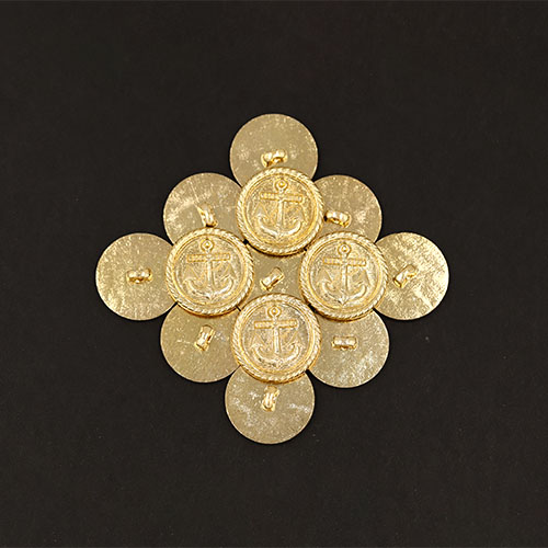 20037 Sullivans 21mm Round Metal Shank Button With Anchor - Gold - 21 In A Tube 