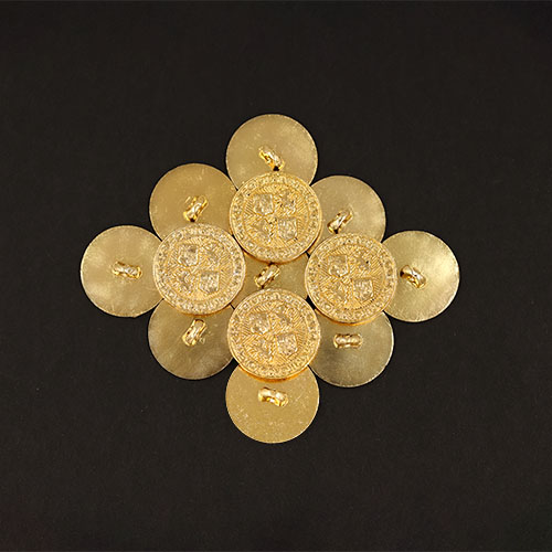 20135 Sullivans 19mm Round Metal Shank Button With Lettered Border - Gold - 28 In A Tube 