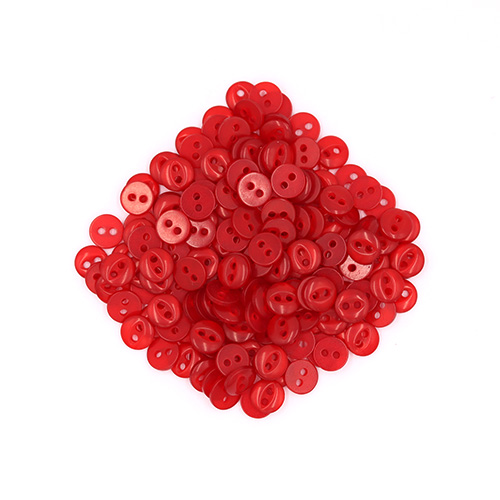 20238 Sullivans 8mm Two Hole Fish Eye Doll Plastic  Buttons - Red - 180 In A Tube
