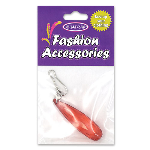 20259 Sullivans 38mm Crystal Zipper Pull - Red Teardrop - 1 Pc