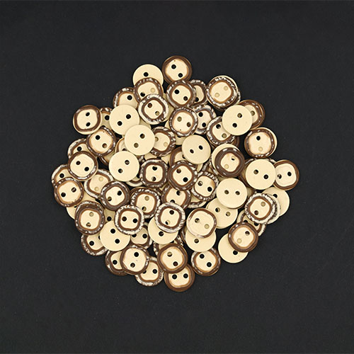 20481 Sullivans 12mm Rounded Edge  Square Plastic Button - Cream With Brown Border - Bag Of 100