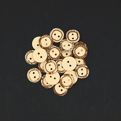 20482 Sullivans 14mm Rounded Edge Square Plastic Button - Cream With Brown Border - 25 In A Tube