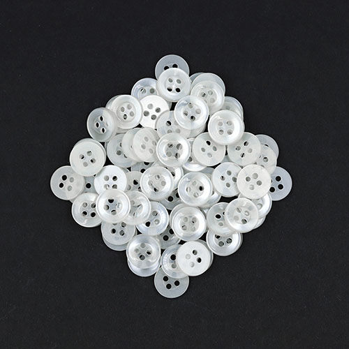 20547 Sullivans 12mm Round Plastic Button With Four Holes - White - Bag Of 100