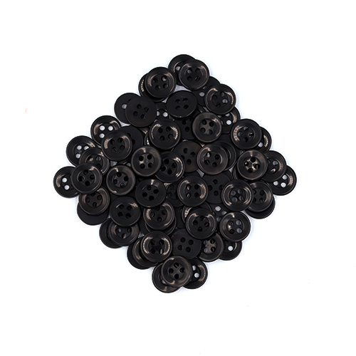 20560 Sullivans 12mm Round Plastic Button With Four Holes - Black - 75 In A Tube