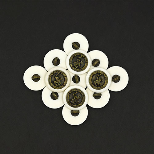 20579 Sullivans 20mm Round Plastic Shank Button - Bronze Centre Inscribed- Beverley Hills Polo Club - Whit