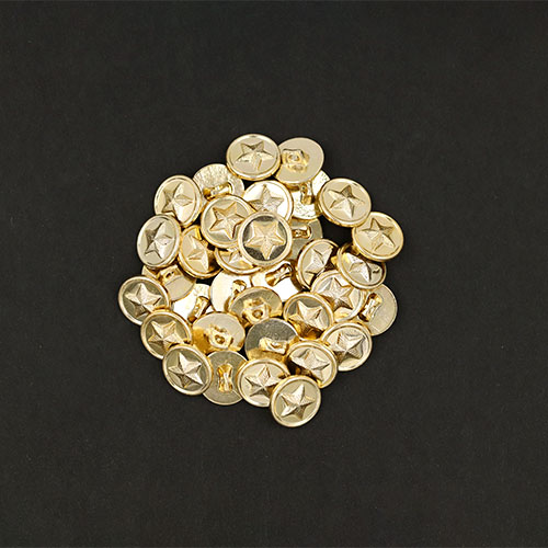 20593 Sullivans 10mm Round Plastic Shank Button With Raised Star - Gold - 35 In A Tube 