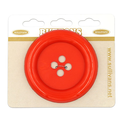 20601 Sullivans Buttons Card - 63mm Round Button With Four Holes - Orange - 1pc