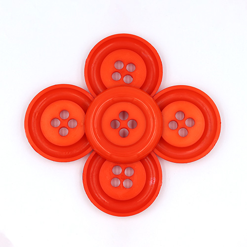 20603 Sullivans 49mm Round Plastic Button With Four Holes - Orange - 15 In A Tube 