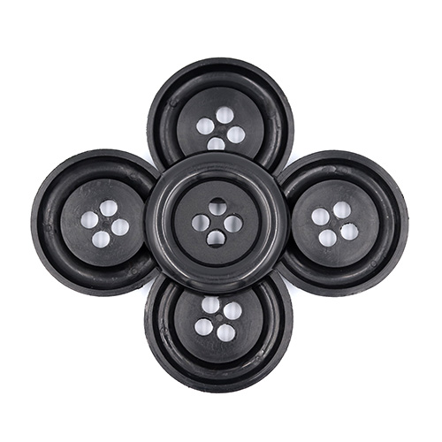 20604 Sullivans 49mm Round Plastic Button With Four Holes - Black - 15 In A Tube 