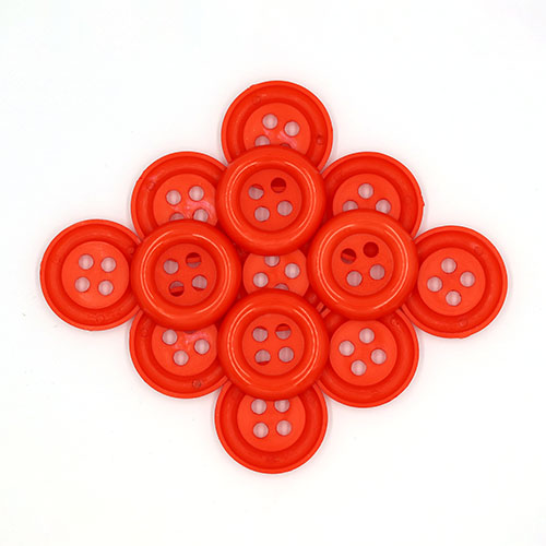 20605 Sullivans 38mm Round Plastic Button With Four Holes - Orange - 25 In A Tube 