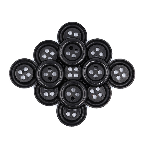20606 Sullivans 38mm Round Plastic Button With Four Holes - Black - 25 In A Tube 