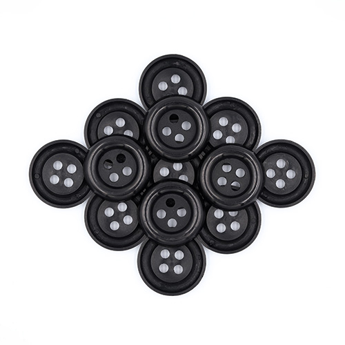 20608 Sullivans 30mm Round Plastic Button With Four Holes - Black - 30 In A Tube 