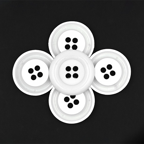 20617 Sullivans 49mm Round Plastic Button With Four Holes - White - 15 In A Tube 