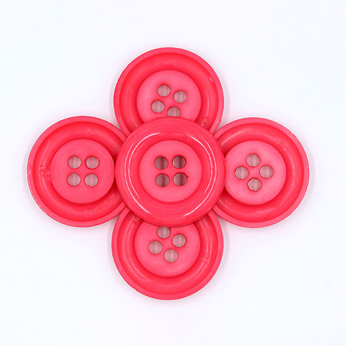 20618 Sullivans 49mm Round Plastic Button With Four Holes - Hot Pink - 15 In A Tube 