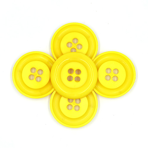 20621 Sullivans 49mm Round Plastic Button With Four Holes - Yellow - 15 In A Tube 
