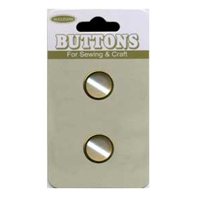 20625 Sullivans Buttons Card - 13mm Gold Edge Metal Buttons With Frosted White Centre - 2pcs