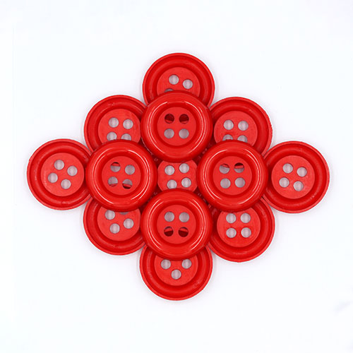 20631 Sullivans 38mm Round Plastic Button With Four Holes - Red - 25 In A Tube 