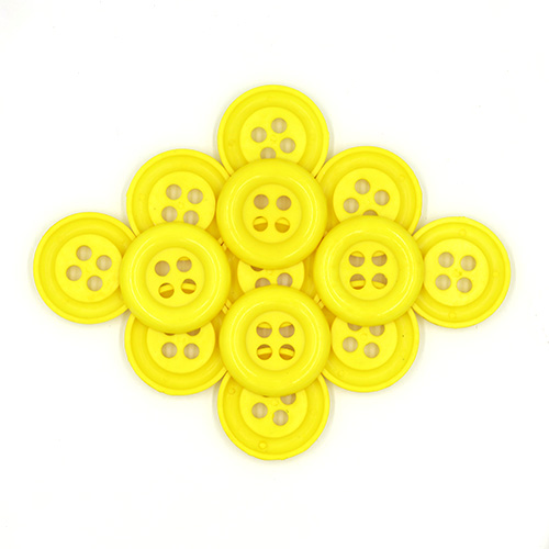 20633 Sullivans 38mm Round Plastic Button With Four Holes - Yellow - 25 In A Tube 