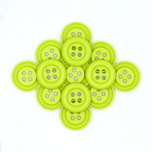 20634 Sullivans 38mm Round Plastic Button With Four Holes - Lime - 25 In A Tube 