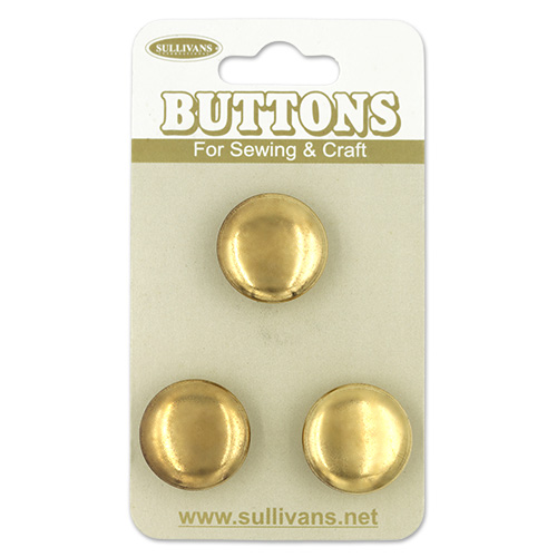 20638 Sullivans Buttons Card - 16mm Gold Metal Shank Buttons - 3pcs