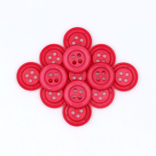 20642 Sullivans 30mm Round Plastic Button With Four Holes - Hot Pink - 30 In A Tube 