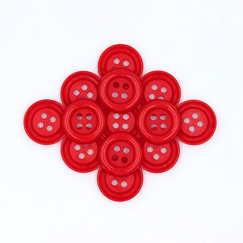 20643 Sullivans 30mm Round Plastic Button With Four Holes - Red - 30 In A Tube 