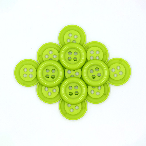 20646 Sullivans 30mm Round Plastic Button With Four Holes - Lime - 30 In A Tube 
