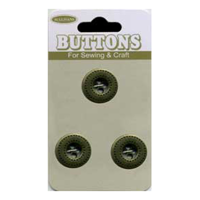 20647 Sullivans Buttons Card - 15mm Bronze Metal Buttons With Four Holes - 3pcs