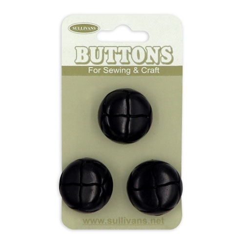 20656 Sullivans Buttons Card - 20mm Black Buttons With Shank - 3pcs