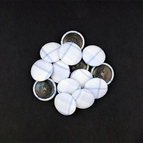 20669 Sullivans 25mm Round Covered Shank Button With Blue & White Check Pattern - 15 In A Tube