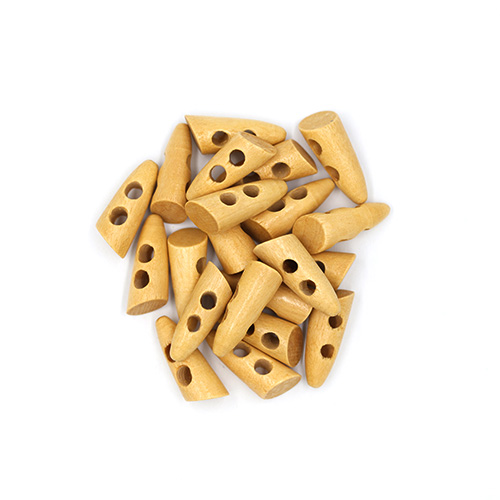 20676 Sullivans 25mm Wooden Toogle Button With Two Holes With Point - Light Wood - 24 In A Tube