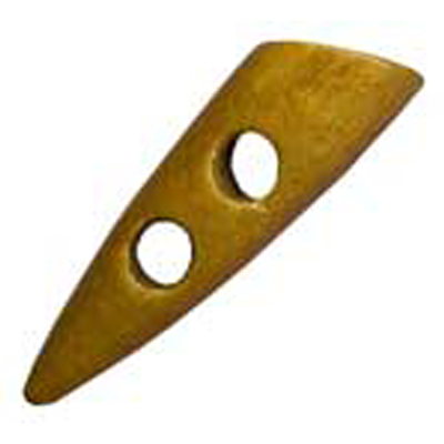 20687 Sullivans 60mm Wooden Toogle Button With Two Holes With Point - Tan Wood - 9 In A Tube