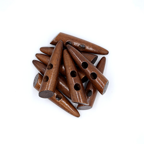 20699 Sullivans 60mm Wooden Toogle Button With Two Holes With Point - Dark Wood - 9 In A Tube