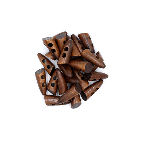20703 Sullivans 25mm Wooden Toogle Button With Two Holes With Point - Dark Wood - 24 In A Tube