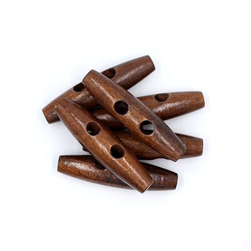 20704 Sullivans 60mm Wooden Toogle Button With Two Holes - Dark Wood - 9 In A Tube
