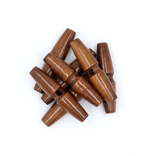 20708 Sullivans 60mm Wooden Toogle Button With Two Holes - Dark Wood - 9 In A Tube