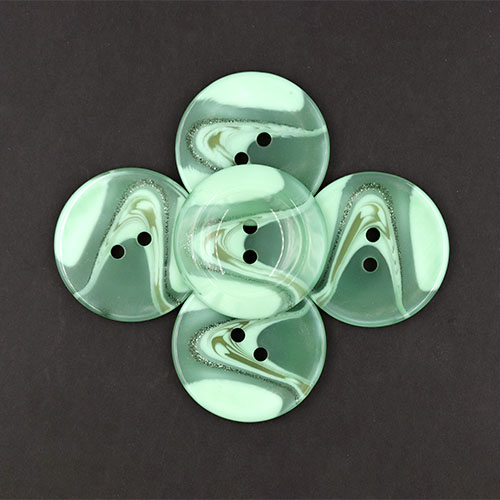 20729 Sullivans 44mm Round Plastic Button With Two Holes - Pattern Through Middle - Menthol - 32 In A Tube