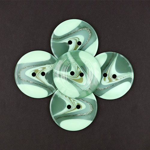 20738 Sullivans 50mm Round Plastic Button With Two Holes -pattern Through Middle - Menthol - 32 In A Tube