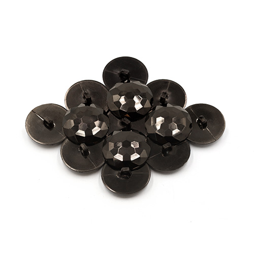 20758 Sullivans 30mm Round Plastic Shank Button - Diamond Cut - Black - 25 In A Tube 