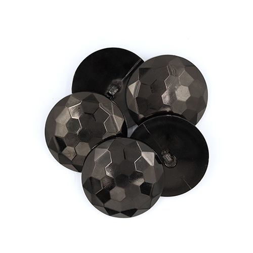 20768 Sullivans 46mm Round Plastic Shank Button - Diamond Cut - Black - 15 In A Tube 