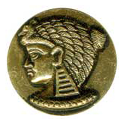 20855 Sullivans 19mm Round Metal Shank Button With Egyptian Pharoah - Gold - 22 In A Tube 