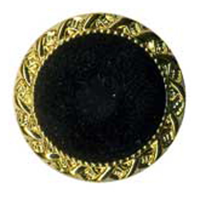 20859 Sullivans 15mm Round Plastic Shank Button - Black Velvet Centre With Gold Border - 24 In A Tube 