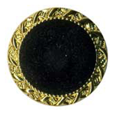 20860 Sullivans 21mm Round Plastic Shank Button - Black Velvet Centre With Gold Border - 16 In A Tube 