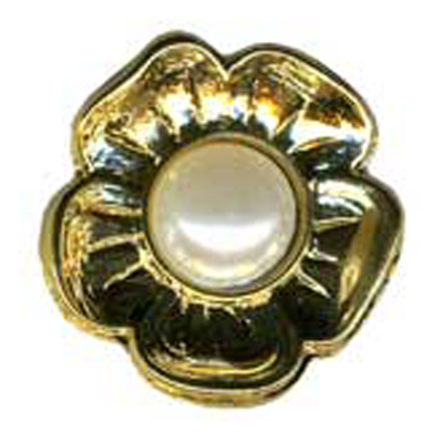 20863 Sullivans 18mm Flower Plastic Shank Button - Pearl Centre With Gold Petals - 31 In A Tube 
