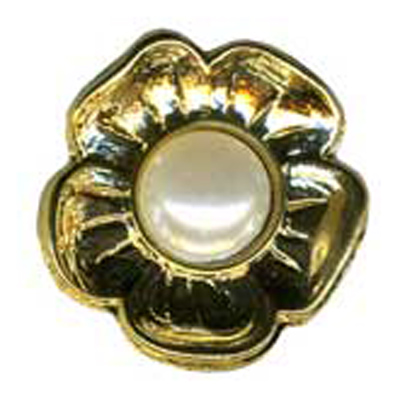 20864 Sullivans 22mm Flower Plastic Shank Button - Pearl Centre With Gold Petals - 25 In A Tube 
