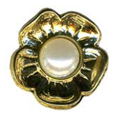 20865 Sullivans 27mm Flower Plastic Shank Button - Pearl Centre With Gold Petals - 21 In A Tube 