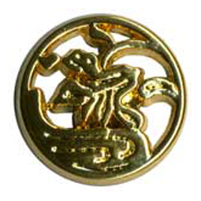 20869 Sullivans 15mm Round Plastic Shank Button - Gold With Cutout Mist Pattern - 34 In A Tube 