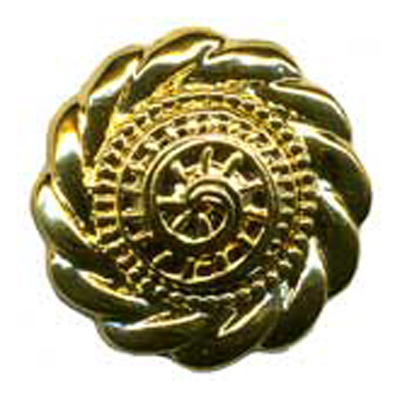 20871 Sullivans 18mm Round Plastic Shank Button - Gold With Trail Pattern From Centre - 29 In A Tube 