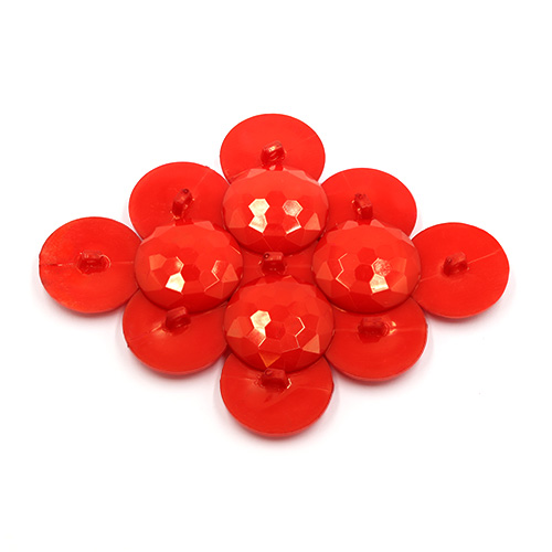 20882 Sullivans 30mm Round Plastic Shank Button - Diamond Cut - Red - 25 In A Tube 